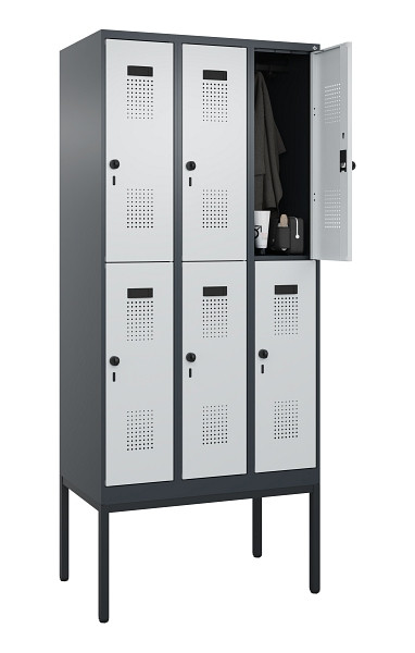 C+P Doppelstock-Spind Evolo PLUS, Gestell, 6 Fächer, 2120x900x500mm, 7016/7035, Drehriegel, 0493307-30 S10017