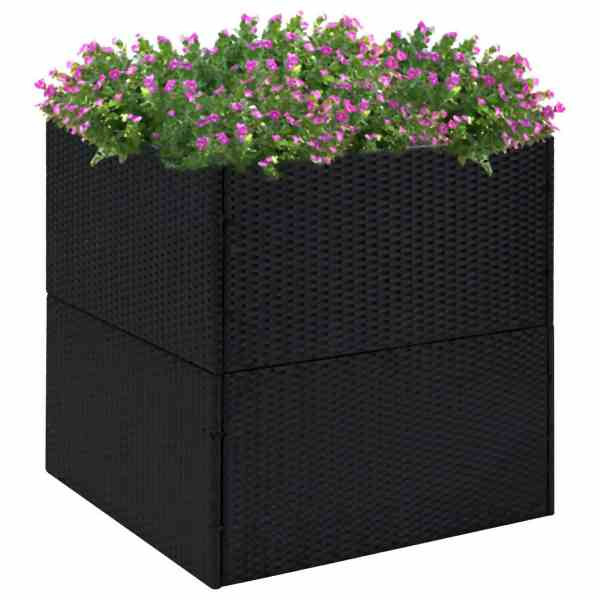 vidaXL Pflanzkübel Schwarz 80x80x80 cm Poly Rattan, 319173
