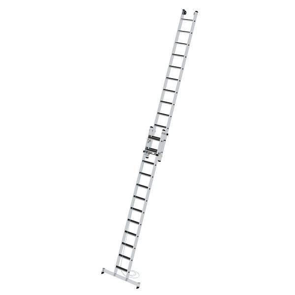 Munk Günzburger Steigtechnik Stufen-Seilzugleiter 2-teilig mit nivello® Traverse und clip-step R13 2x12 Stufen, 040694