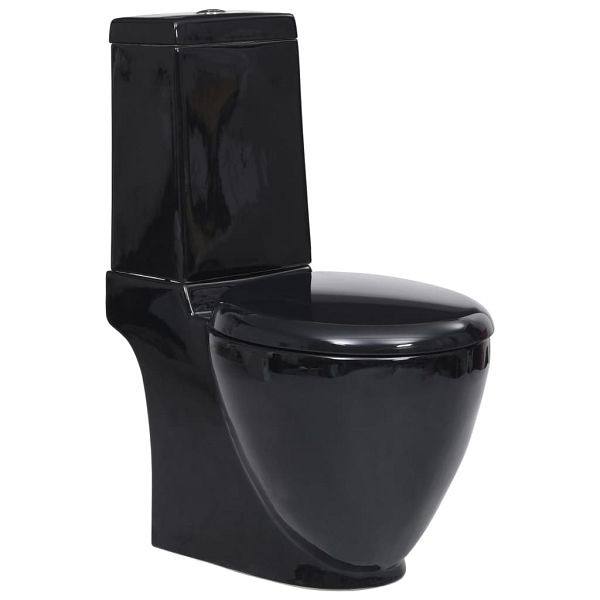 vidaXL Toilette Rund Keramik Schwarz, 141136