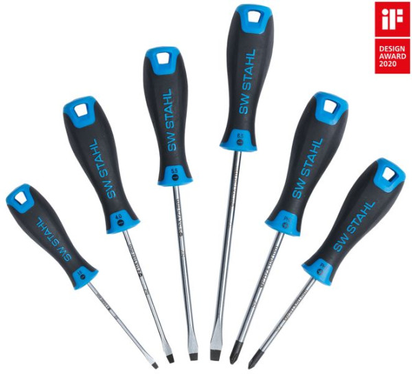 SW-Stahl Schraubendrehersatz, Schlitz 3-6,5 mm + Kreuz PH1/2, 6-teilig, 32810L