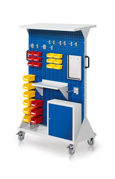 Kappes RasterMobil Größe 4 RAL 7035, H1620 x B1000 x T500 mm, Ablageboden aus Stahlblech, 2x Lochplatten/6 Sichtplatten, 7022.04.4113