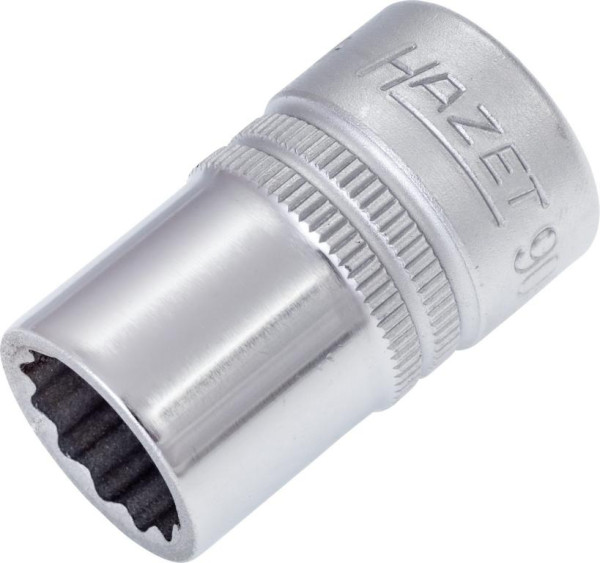 Hazet Steckschlüsseleinsatz, Doppelsechskant, Vierkant hohl 12,5 mm (1/2 Zoll), 14 mm, Mit Rändelung, 900Z-14