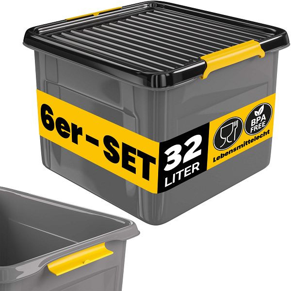 monzana Aufbewahrungsbox, VE: 6er-Set Grau/Anthrazit 39x39x26cm stapelbar, 997699