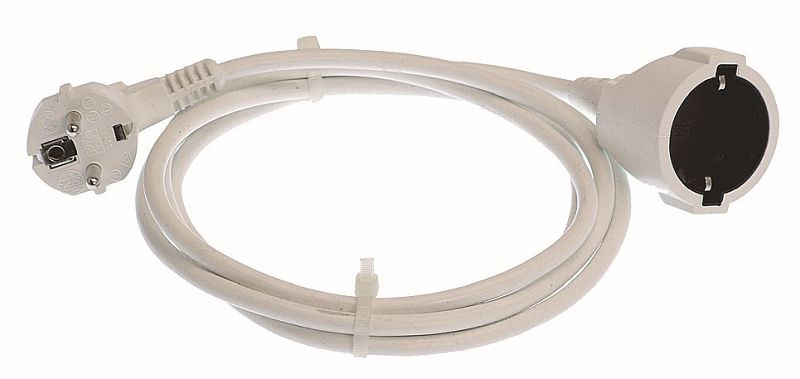 as-Schwabe PVC-Verlängerung 2m, weiß mit Schutzkontakt-Winkelstecker und Schutzkontaktkupplung, Kunststoffmantelleitung H05VV-F 3G1,5, 50201