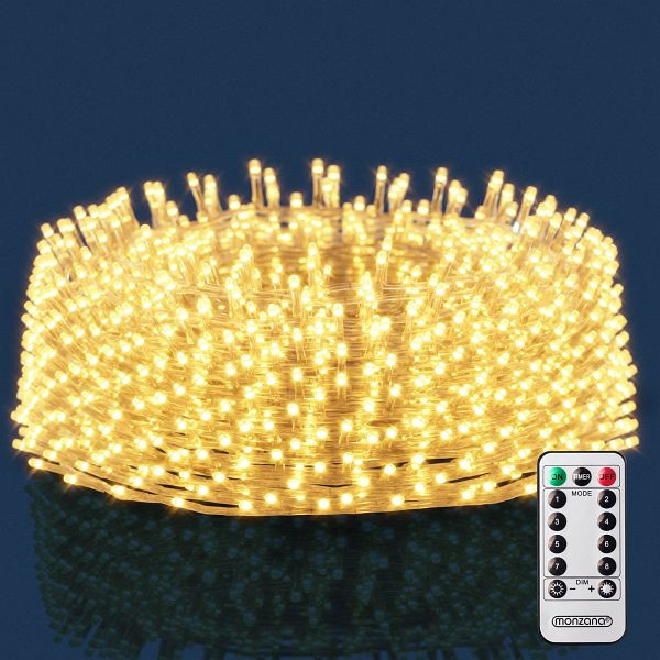 monzana Regenlichterkette LED Warmweiß 20m Fernbedienung, 107648