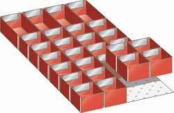 LISTA Set Einsatzkästen 18x36E (BxTxFH) 306x612x75mm, 24 Einsatzkästen 75x75mm, 4 Einsatzkästen 150x75mm, 80.622.000