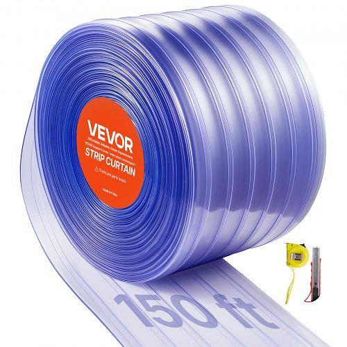 VEVOR PVC-Streifenvorhang, 45,72 m x 30 cm, -20 °C bis 60 °C, Lamellenvorhang für Türen, gerippt, Meterware, JZPVCML150FT6TWDI001V0