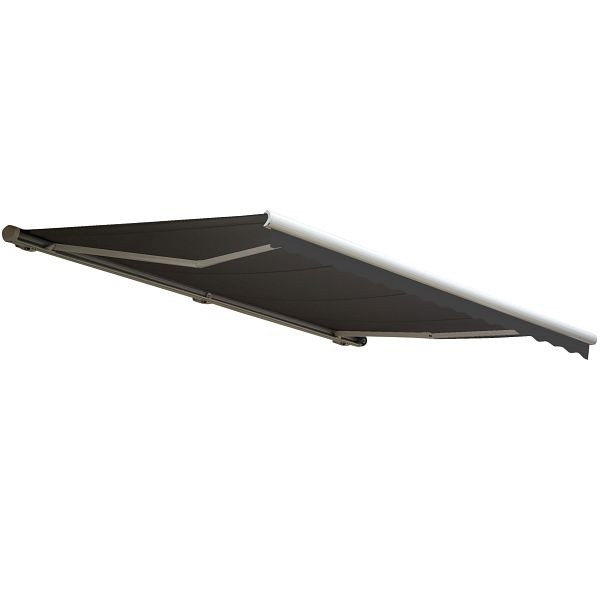 Mendler Elektrische Kassetten-Markise T123, Vollkassette Volant 4,5x3m, Polyester Anthrazit, 58227+34432+62482