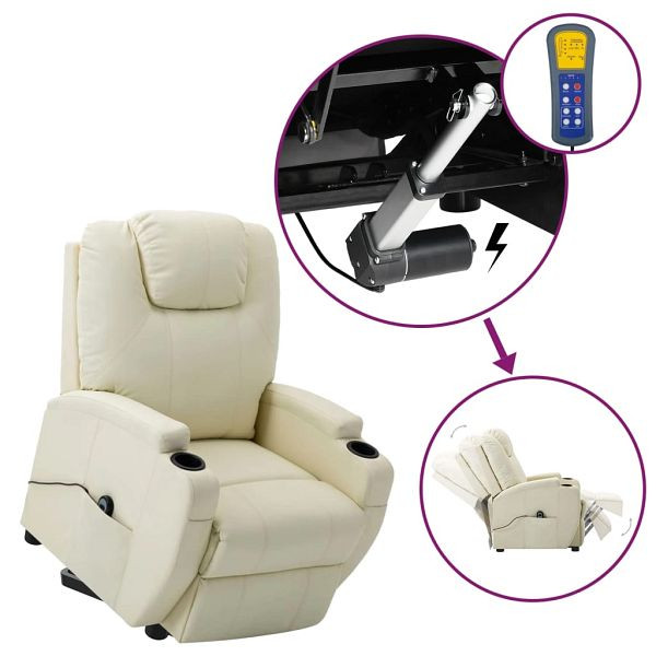 vidaXL Aufstehsessel Creme Kunstleder, 3098122, 8720286903063