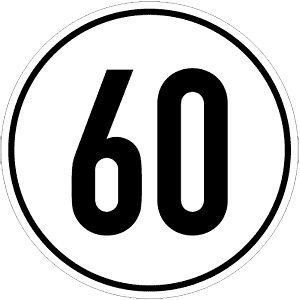 Moedel Geschwindigkeitsschild, 60 km/h, Alu, Ø 200 mm, 54269