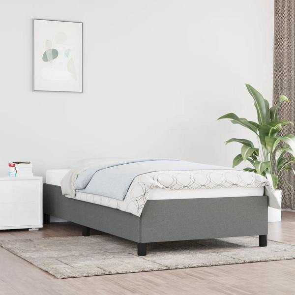 vidaXL Bettgestell Dunkelgrau 90x190 cm Stoff, Polyester, 347027