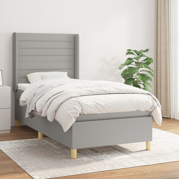 vidaXL Boxspringbett mit Matratze Hellgrau 80x200 cm Stoff, 3132025