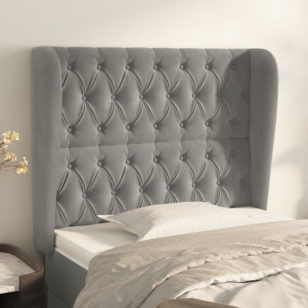 vidaXL Kopfteil mit Ohren Hellgrau 103x23x118/128 cm Samt, 3118334
