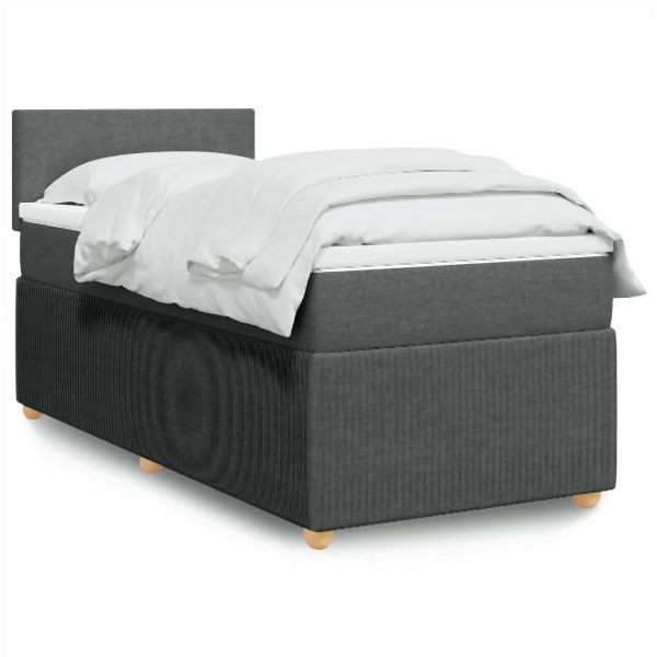 vidaXL Boxspringbett mit Matratze Dunkelgrau 90x190 cm Stoff, 3289605