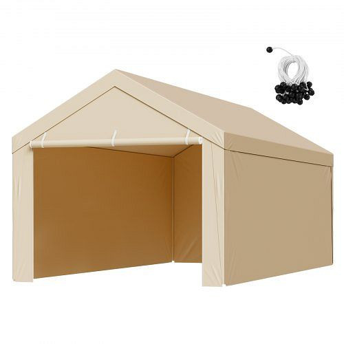 VEVOR Carport-Ersatzdach 3,05x6,09m, Garagenzeltplane, UV-beständig, mit Seitenwänden, Beige, Rahmen nicht inkl., CKPB10X20FTMK3PDN001V0