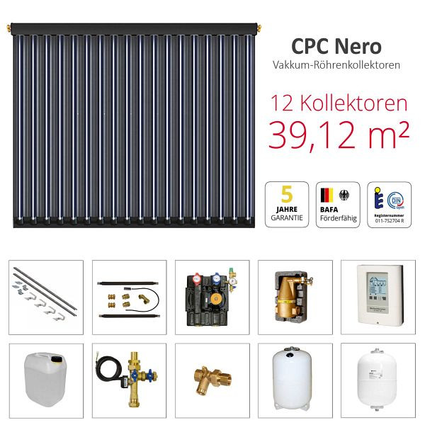 Solarbayer CPC NERO Solarpaket 12 - Ziegel, Gesamtfläche Brutto: 39,12 m², 410112001