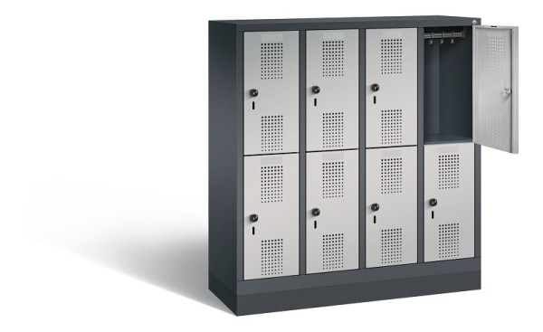 C+P Kindergarten-Spind doppelstöckig Evolo, H1300xB1190xT300mm, Farbe: Schwarzgrau / Weißaluminium, 483203-40 S10085