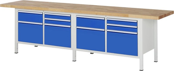 RAU Werkbank Serie 8000 - Gestell-Bauweise (Schweißgestell), 2 Doppel-Unterbau-Container (5x Schublade), 3000x840x700 mm, 03-8472A2-307B4S.11