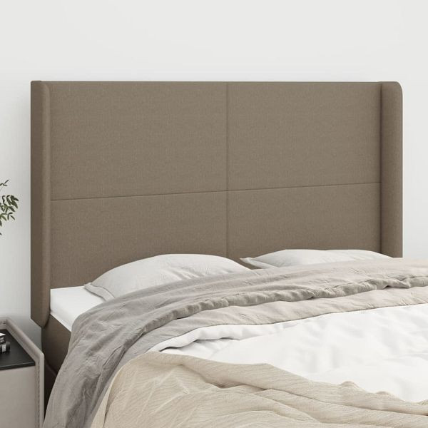 vidaXL Kopfteil mit Ohren Taupe 147x16x118/128 cm Stoff, 3119302