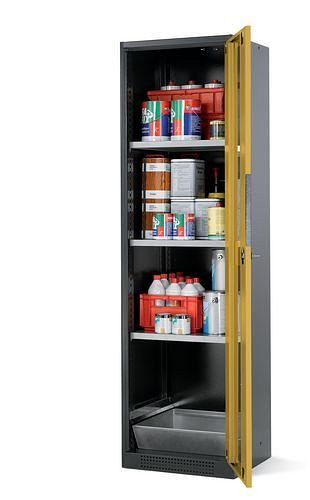 asecos Chemikalienschrank Systema CS-53RG, Korpus anthrazit, gelb, 3 Einlegeböden und Bodenwanne, 202647