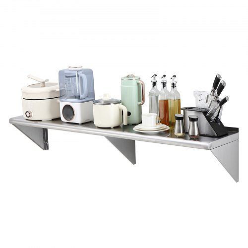 VEVOR 1524 x 305 x 63 mm Wandboard, Hängend mit Stützrahmen, Edelstahl 142 kg Belastbar, für Küchen, Restaurants, Hotels usw, BGSCTTJD126013PHRV0
