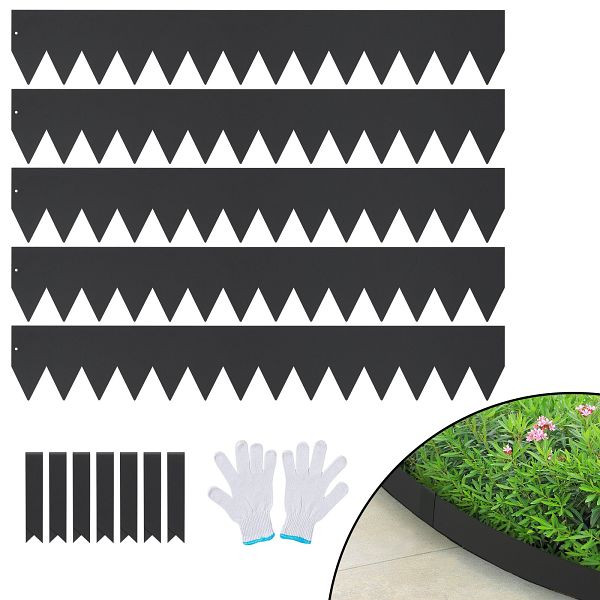 VEVOR Rasenkante 101,6 x 15,2 cm (6er-Set) Rasenkantenband aus Stahl Beeteinfassung Beetumrandung Mähkante Schwarz, CPPZ6INCH20FXZ0MSV0
