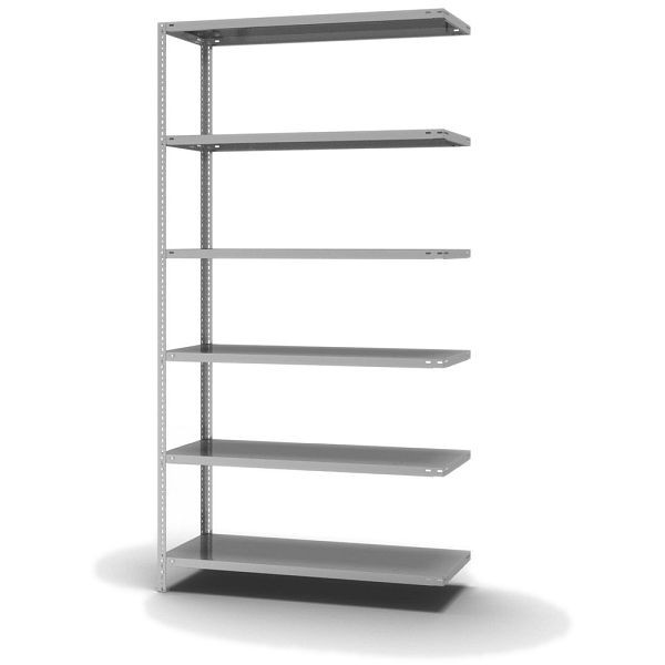hofe Fachboden-Anbauregal, 2500x500x1300 mm, 6 Fachebenen, verzinkt, 200 kg Fachlast, 1200 kg Feldlast, zweiseitige Bedienung, WZA25513M