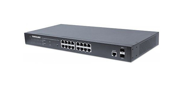 INTELLINET 16-Port Gigabit Ethernet PoE+ Web-Managed Switch mit 2 SFP-Ports, 561341