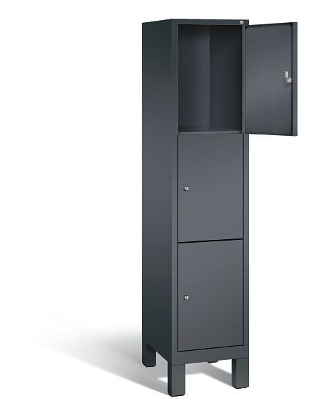 C+P Schließfachschrank Evolo, H1850xB420xT500mm, Farbe: Schwarzgrau, 3 Fächer, 48010-123 S10000