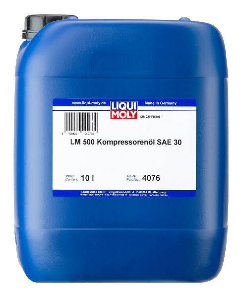LIQUI MOLY LM 500 Kompressorenöl SAE 30, Kanister Kunststoff, VE: 10 Liter, 4076