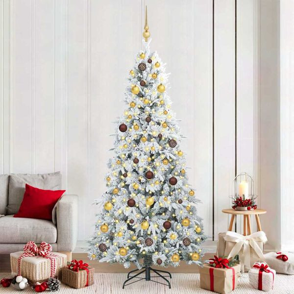 vidaXL Künstlicher klappbarer Weihnachtsbaum Weiß 210 cm PE und PVC, 3397494