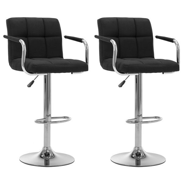 vidaXL Barhocker 2 Stück Schwarz Stoff, Material: Baumwolle: 90%, Polyester: 10%, 283425