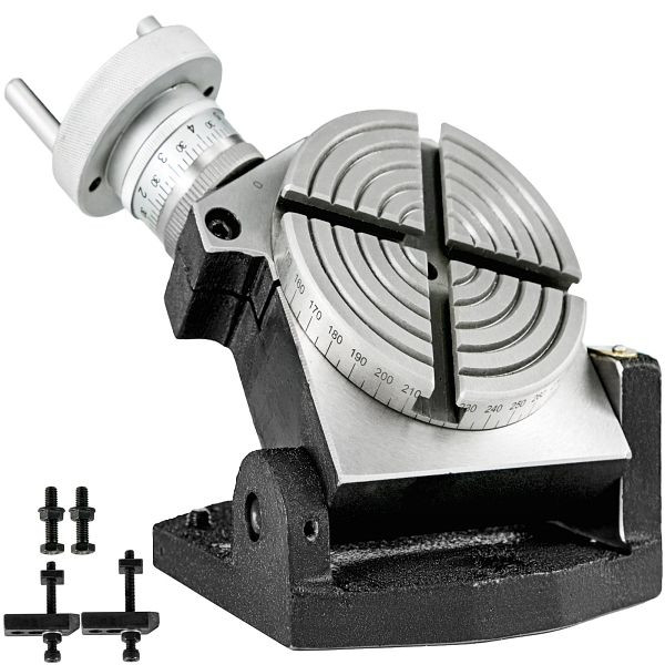 VEVOR Teilapparat Rundtisch 100mm Rundteiltisch Horizontal Vertikal Teilkopf Teilapparat schwenkbar zum Fräsen und Bohren, GZTTSK-4000000001V0