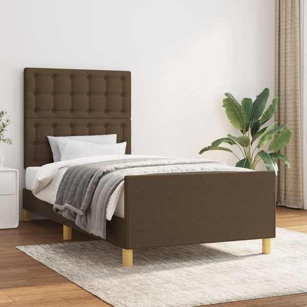 vidaXL Bettgestell mit Kopfteil Dunkelbraun 90x190 cm Stoff, 3125344