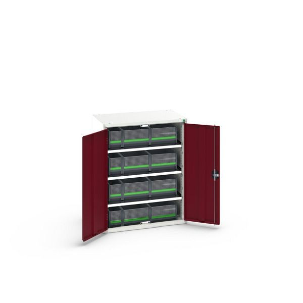 bott verso Magazinschrank, mit 3 Fachböden und 12 bottBoxen, BxTxH: 800x550x1000mm, Purpurrot, 16926460.24