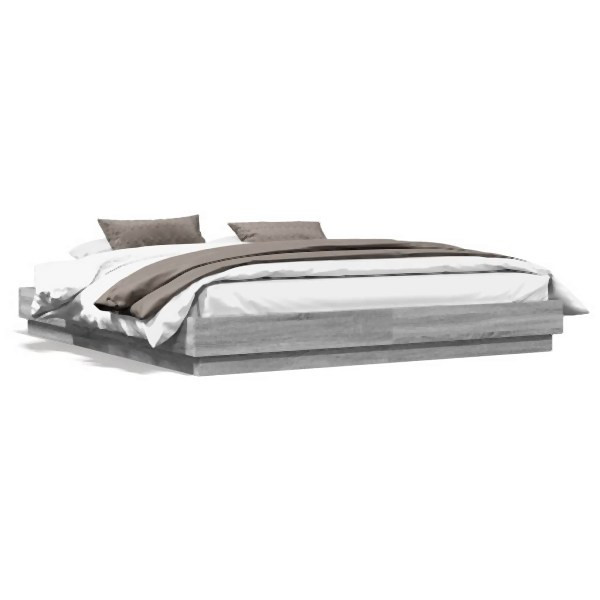 vidaXL Bettgestell mit LED Grau Sonoma 180x200 cm, 3209777
