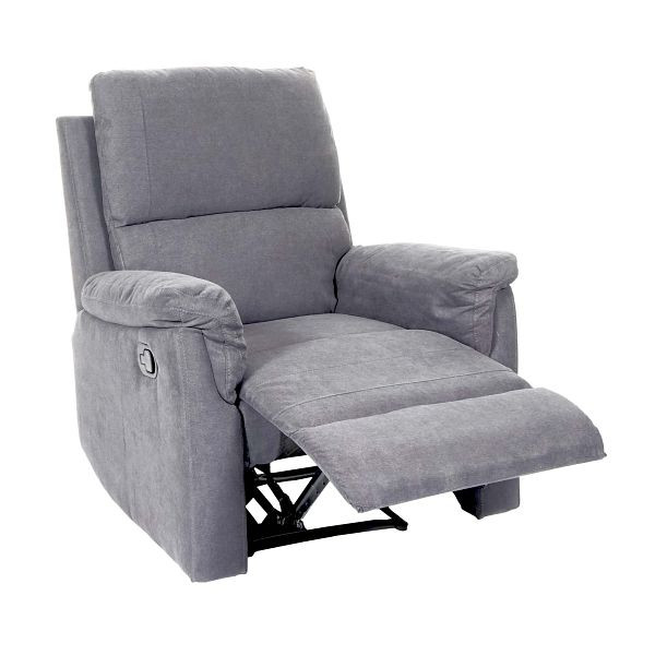 Mendler Fernsehsessel HWC-E67, Relaxsessel Liege Sessel, Stoff/Textil hellgrau, 68526