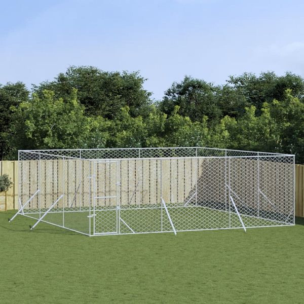 vidaXL Outdoor-Hundezwinger Silbern 6x6x2 m Verzinkter Stahl, 3190460