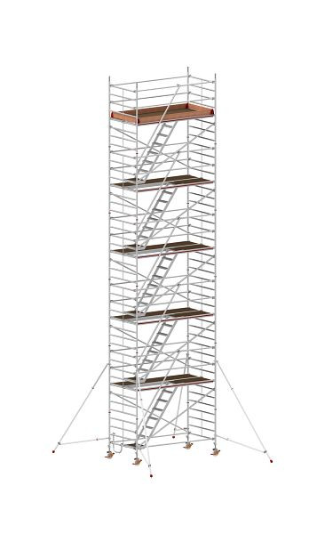 HYMER Treppen-Fahrgerüst mit Ausleger, Bühnenlänge 2,95 m, Rahmenteilbreite 1,50 m, Reichhöhe 12,40 m, 857312