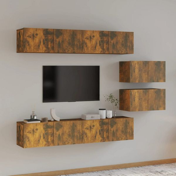 vidaXL 6-teilig TV-Schrank-Set Räuchereiche Holzwerkstoff, 3114603
