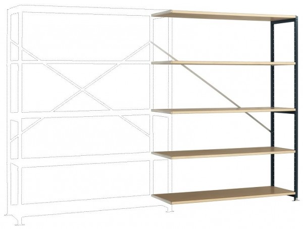 Manuflex Großfach-Steckregal Anbauregal mit 5 Holzverbundböden, HxBxT = 2000 x 1500 x 500 mm, anthrazit, RP1142.7016