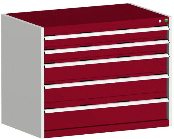 bott cubio Schubladenschrank bestückt mit 5 Schubladen BxTxH: 1050 x 750 x 800 mm, RAL 7035/3004, 40029009.24V
