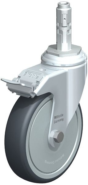 Blickle LKRA-TPA 126K-11-FI-FK-E12 Apparate-Lenkrolle mit Expander & Feststeller, Thermoplastisches Gummi-Elastomer, Grau, 633370