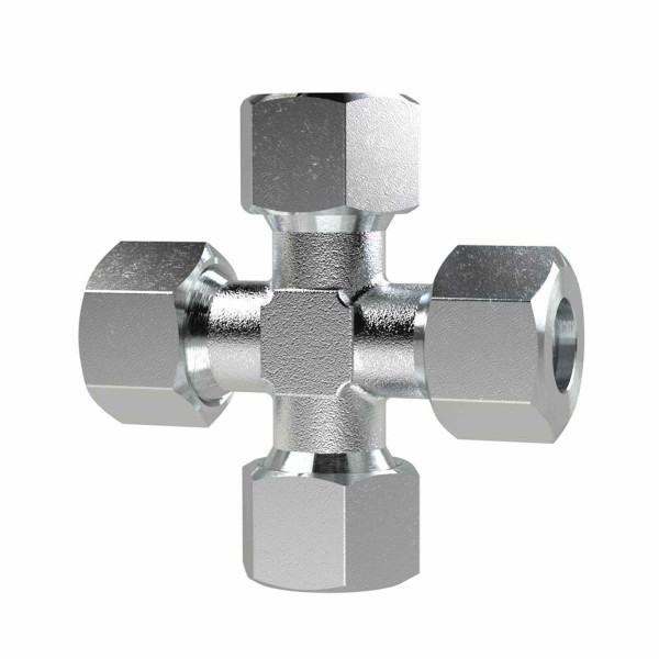 Riegler Kreuz-Verschraubung, Rohr-AØ4mm, Stahl verzinkt, 159719