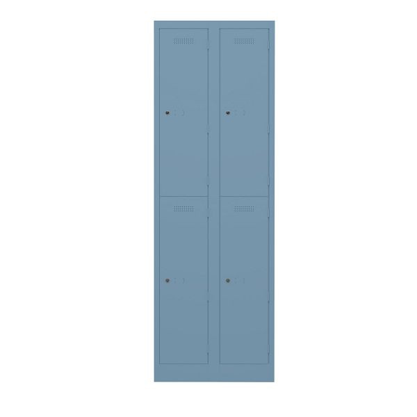 Bisley Garderobenschrank Primary Locker, 2 Abteile mit je 2 Fächern übereinander, 605 blau, PL3050D2605