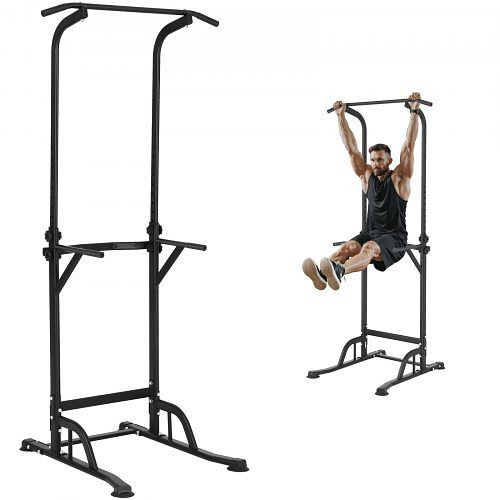 VEVOR Power Tower Dip-Station 10-stufig Höhenverstellbarer Klimmzugstangenständer 170,18-210,06 cm mit 4 Saugfußabdeckungen, DGNYTXSJBDZDXJWLBV0