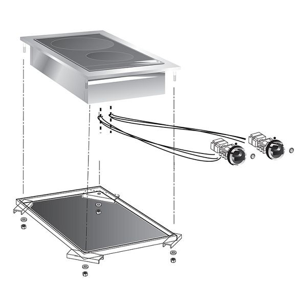 Gastro-Inox drop-in Elektro-Keramik-Kochfeld mit 2 Kochzonen, 40cm, 160.509