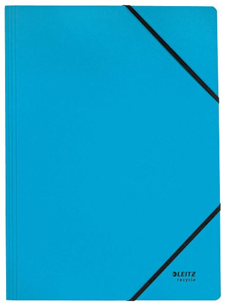 LEITZ 3908 Eckspanner Recycle, A4, 250 Blatt, Gummizug, Karton (RC), klimaneutral, blau, 3908-00-35
