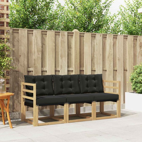 vidaXL Outdoor-Sofagarnitur mit Kissen 3-teilig Weiß und Schwarz, 3389154
